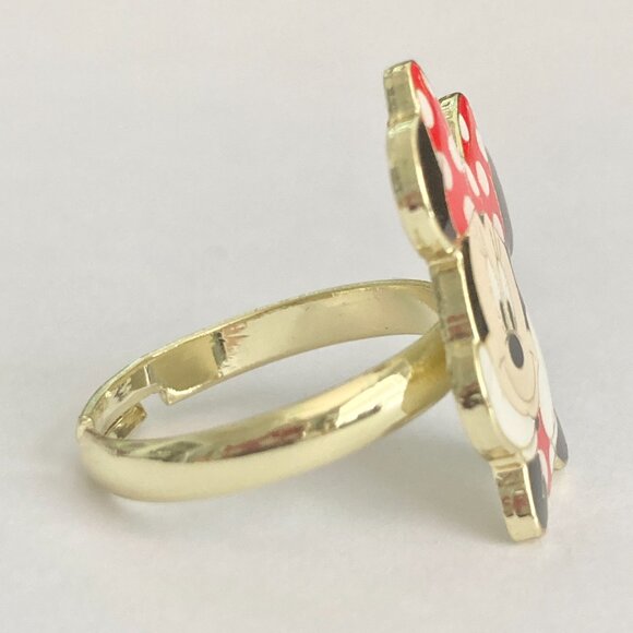 Disney Parks Minnie Mouse Ring Size 7 8 Signed Adjustable Red Bow Dots Enamel - Picture 7 of 12
